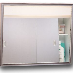Model #701L Surface Mount Slider Medicine Cabinet with Light and Outlet