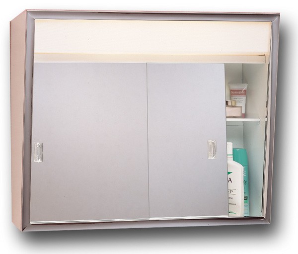 Model #701L Surface Mount Slider Medicine Cabinet with Light and Outlet